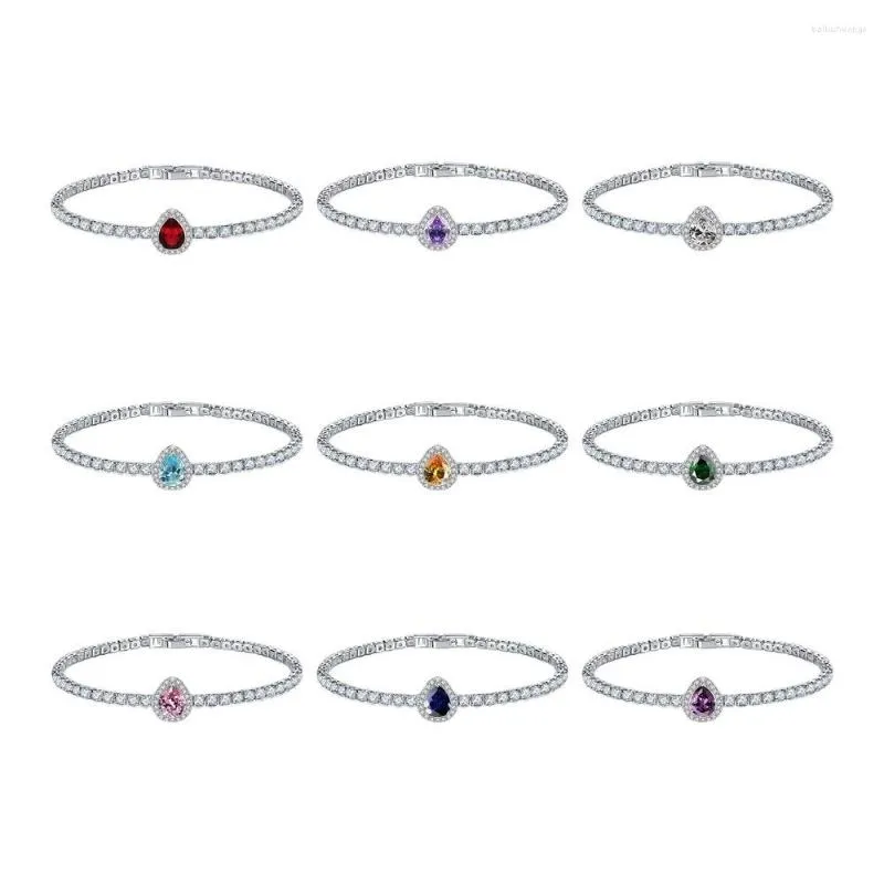 Bracelets porte-bonheur goutte à goutte zircon cubique pierre Tennis bracelets luxe jaune or couleur mariée main chaîne femmes bijoux pour cadeau