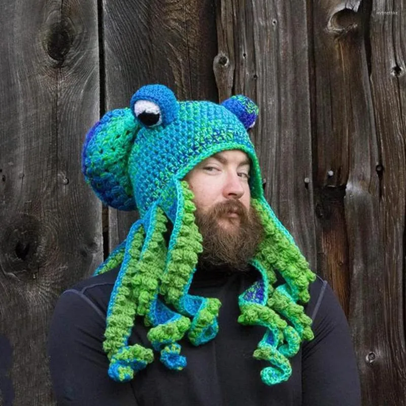 Berets Knitted Winter Hat Pot Belly Octopus Squid Hat-Novelty Head Animal - Costume