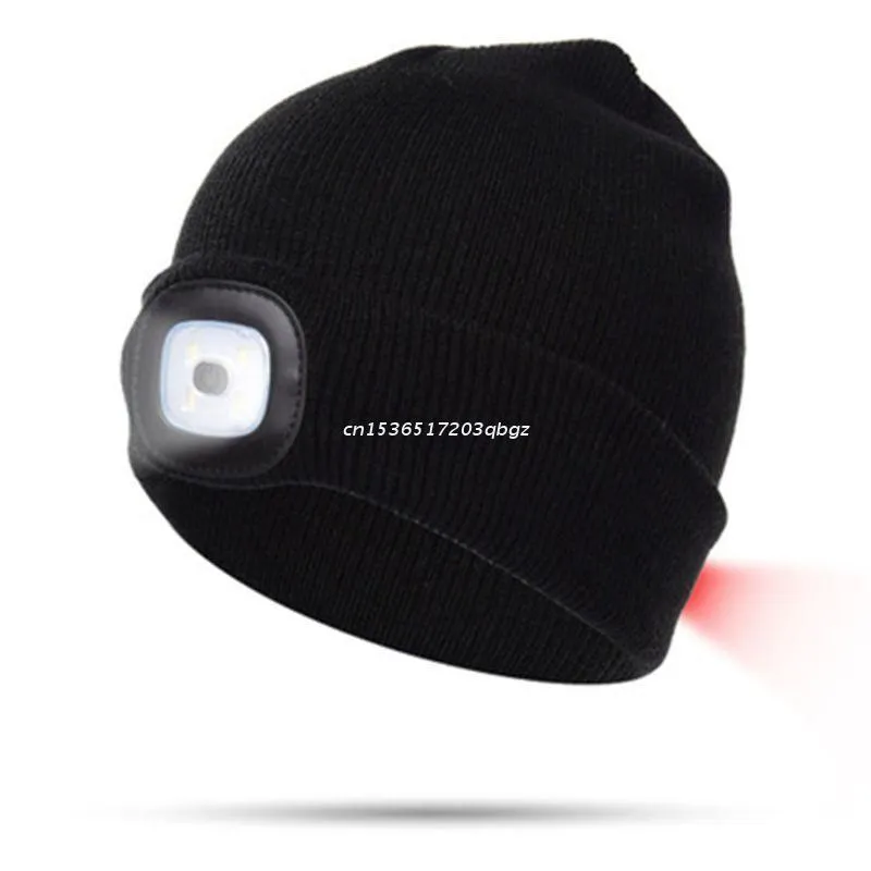 Cykelmassor Masker Press Button LED Light Beanie Winter Hat Sticked Unisex Special Christmas Tech Dropship