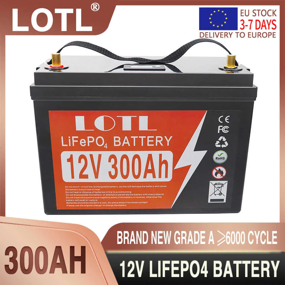 12V 300Ah LiFePO4 Cells 200Ah 100Ah Lithium Iron Phosphate Battery Built-in BMS 6000 Cycles For Campers Golf Cart Solar Storage