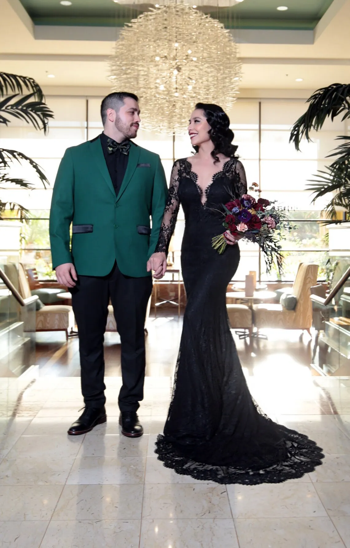 Gothic Wedding Green Dress With Black Lace Gothic Black And Grey Bohemian  Lace Tulle Summer Wedding