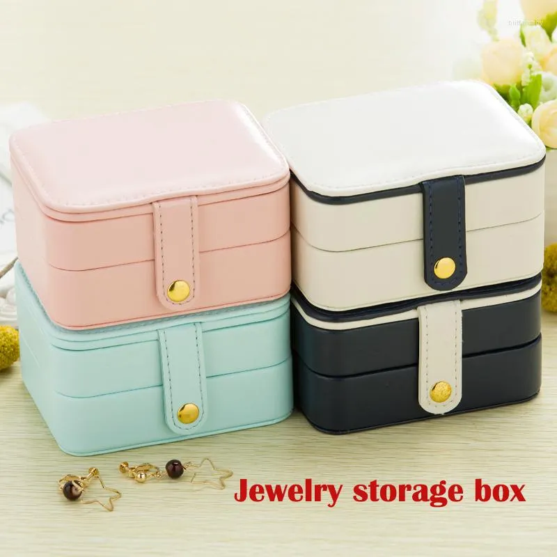 Jewelry Pouches Leather Storage Boxes Cosmetic Bags Earrings/Ring/Watches/Bracelets/Jewelry Accessories Box Present Square Gift Case