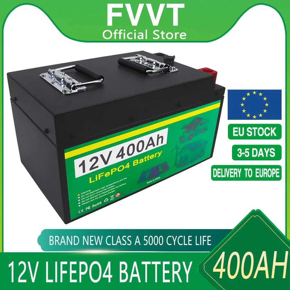 12V LiFePO4 バッテリー 400Ah 300Ah 内蔵 BMS リチウムリン酸鉄電池 RV キャンピングカー用ゴルフカートソーラーストレージ充電器付き