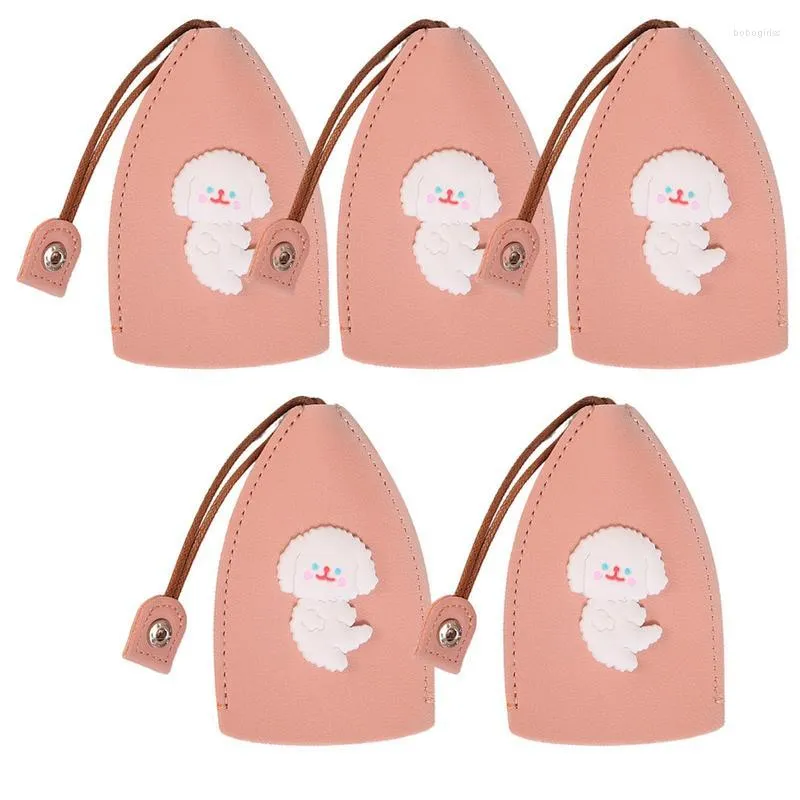 Sacs de rangement Pull Out Key Pouch 5PCS Portable Covers Avec PU Leather Cute Car Case Porte-clés de grande capacité