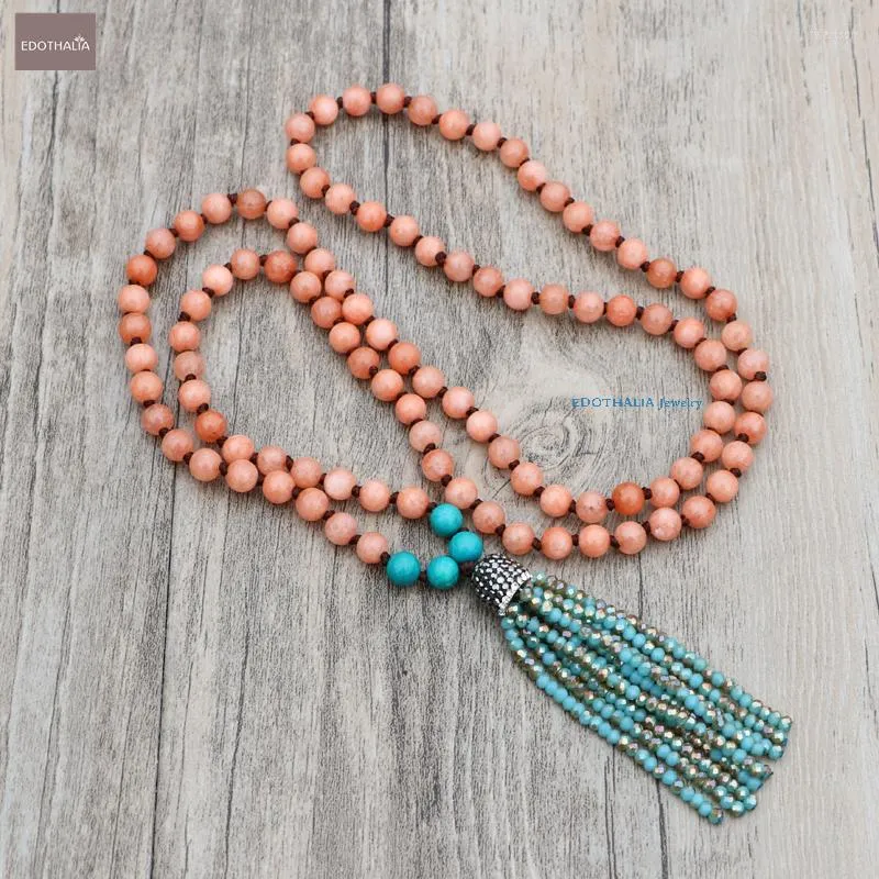 Colares pendentes Edothalia Glass Crystal Bads Tassels Tassels Maxi Declaração Colar de 6 mm de pedra laranja para mulheres Lady Gift Bijoux