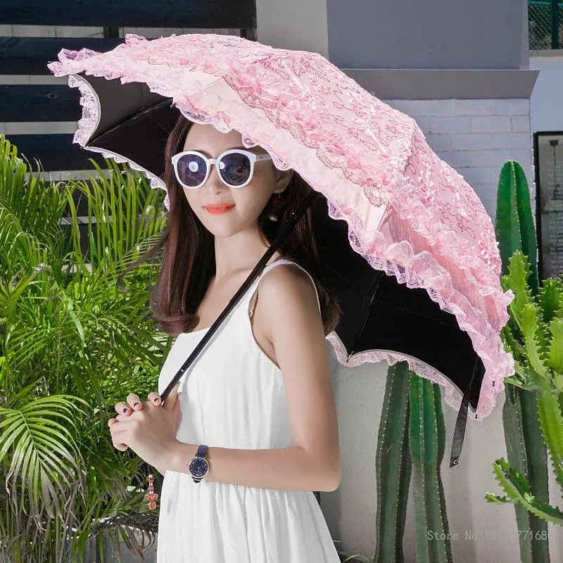 Guarda-chuvas Lolita Nupcial Guarda-chuva Rendas Senhoras High-end Sun Po Studio Vestido de Noiva Hanfu Francês Retro Parasol