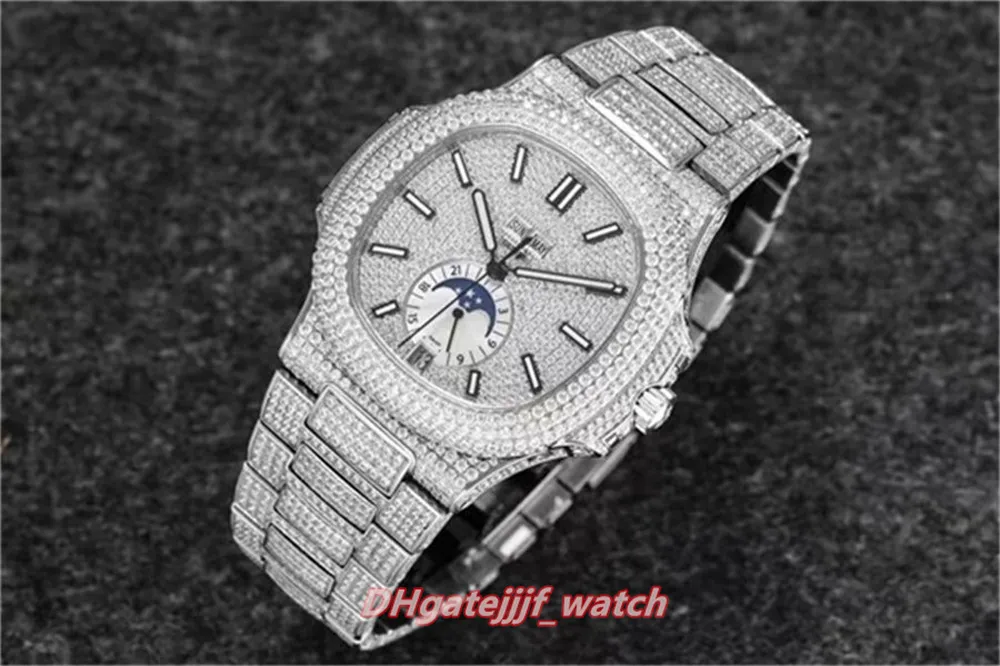 R8 Factory Fashion Silver Watch 40,5 mm Ice Out Full Diamond Bezel 5726/1 A-014 met 324 S QA LU 24H/303 Automatische beweging Super complicatie