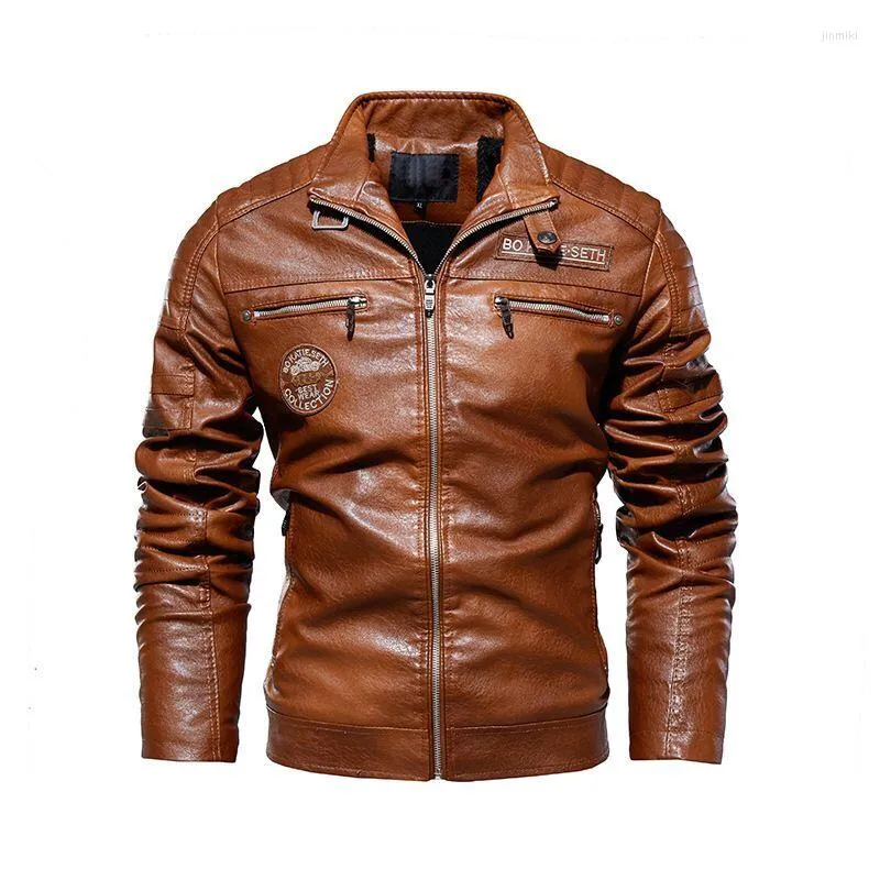 Jackets masculinos Men Winter Brand Causal Vintage Leather Jacket Ditfit Design Design Motor Motor Pocket POG PU