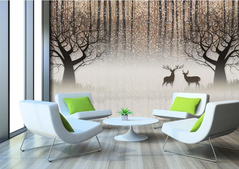 Wallpapers retro nostalgisch bos eland 3d wallpaper papel de parede el kamer levende tv -buur muur kinderen muurschildering