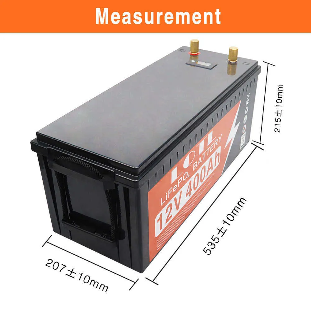 12V LiFePO4 Cell 400Ah 300Ah Built-in BMS Lithium Iron Phosphate Battery 6000 Cycles For RV Campers Golf Cart Solar With 