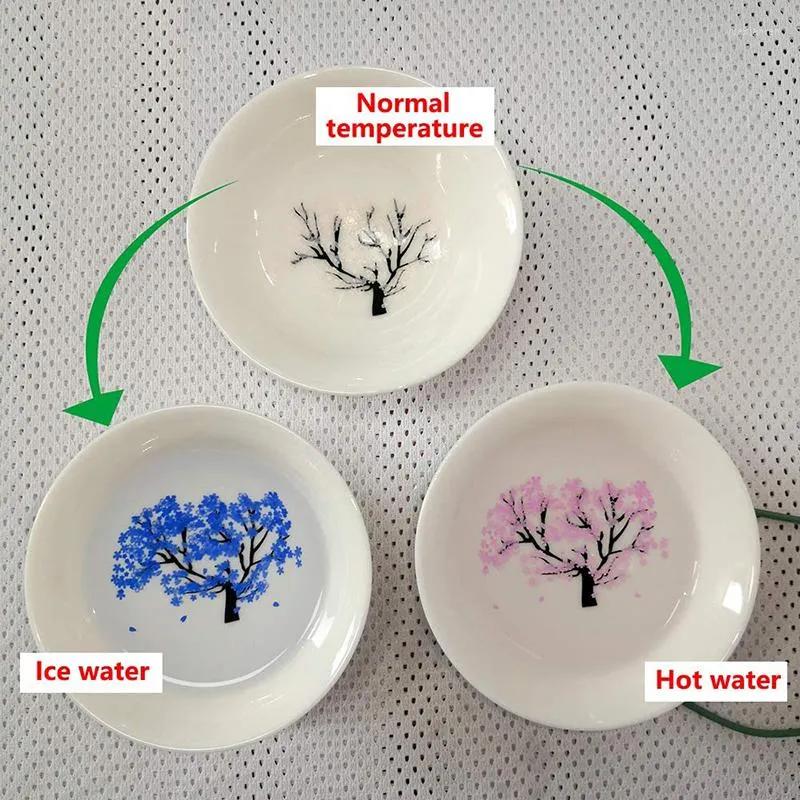 カップソーサーマジックサクラ酒カップ色の寒さ/水を見て、ピーチチェリーフラワーズブルームマジカルブロッサムティーボウル
