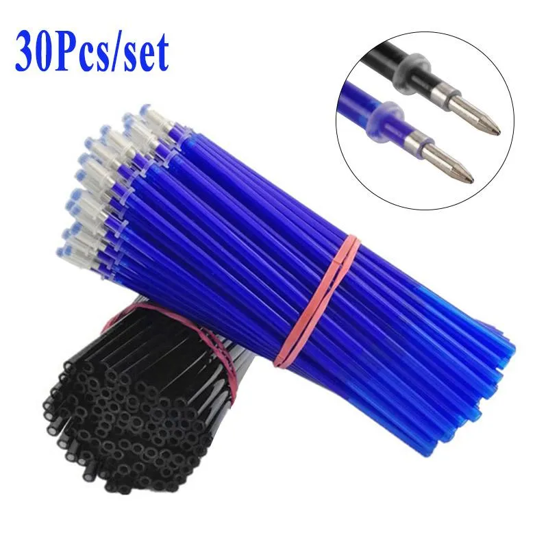 Canetas em gel 30pcs/conjunto de refil de caneta apagável 0,5 mm azul de tinta preta de capa do escritório da escola de estacionamento estudante de papelaria Presente Presente