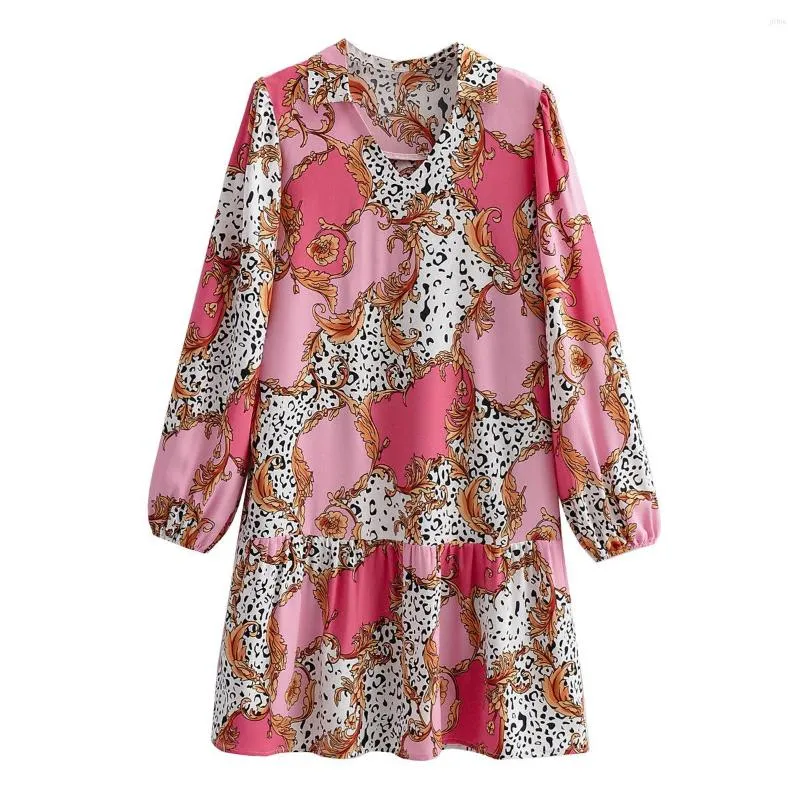 Casual Dresses Fashion Retro Vintage Floral Print Long Party Dress Full Sleeve Loose Mid Calf Evening Night Club Wear