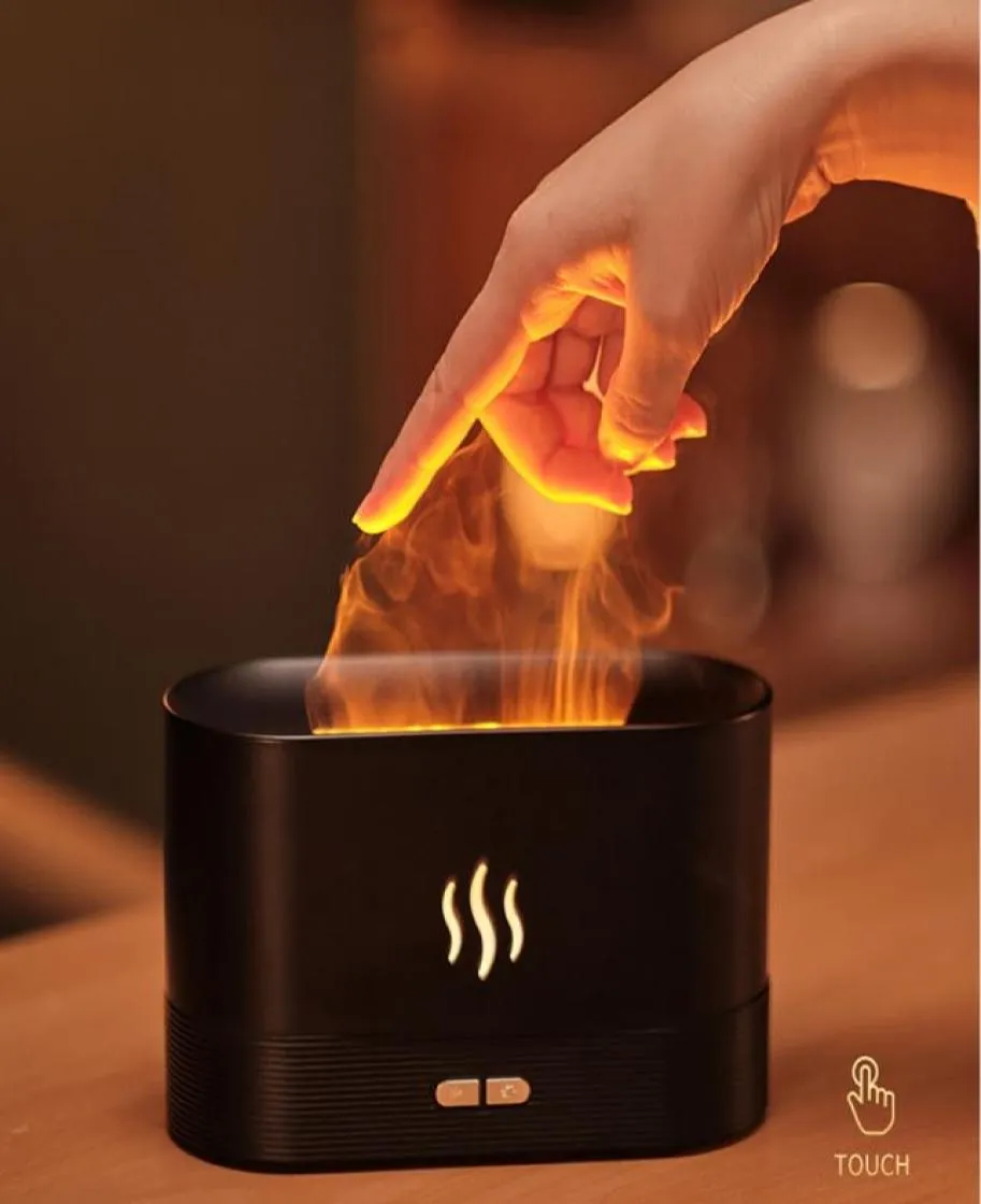 Simulering Flame Light Aroma Air Firidifier USB Ultrasonic Essential Oil Diffuser Auto Shutoff For Home Aromatherapy Diffuser New9342746