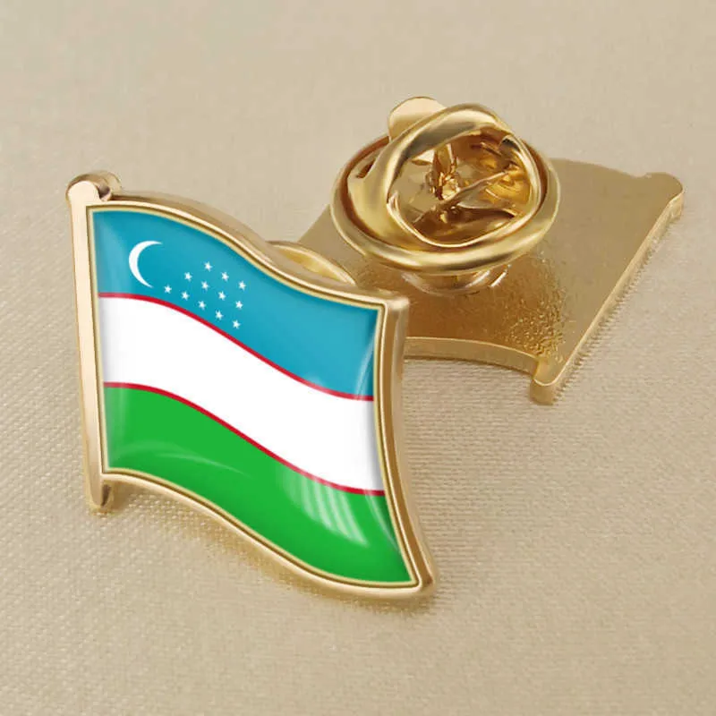 ウズベキスタン国旗クリスタル樹脂ドロップバッジブローチフラッグバッジ世界のすべての国のバッジバッジ