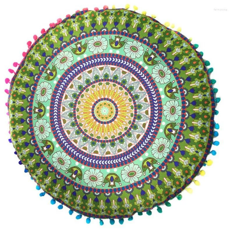 Kussen ronde zitplaats deksel mandala vloer hippie decoratieve bohemian stijl pom cases