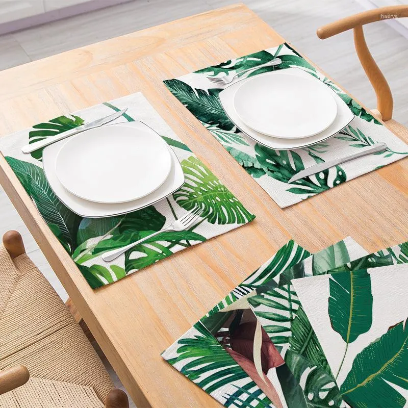 Table Mats Plant Series Placemat Thanksgiving Tableware Pad Tropical Pumpkin Home Decoration Waterproof Mat 1PCS50
