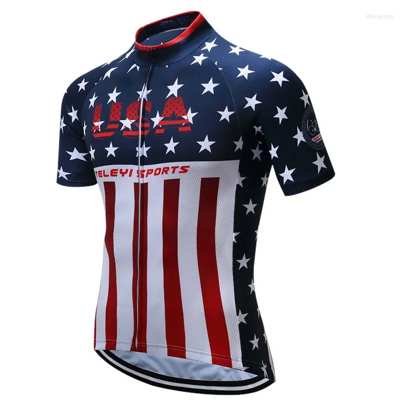 Kurtki wyścigowe rowerowe koszulki Męskie koszulka USA zespół Mtb Summer Short Sleeve Mountain Road Rowerowe ubranie