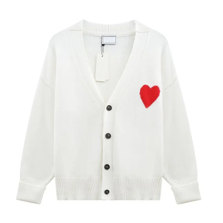 2023 Sweater Love Heart A Man Woman Lovers paar Cardigan Knit V ronde nek hoge kraag dames mode brief witte zwarte lange mouw kledingtruppel