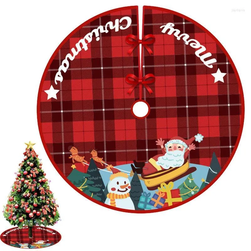 Juldekorationer trädkjol 35 tum mjuk beröringsmatta med snögubbe Santa Easy Cleaning Winter Decorative Supplies för