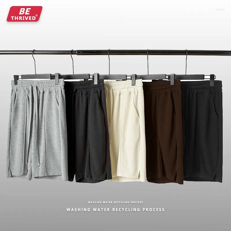 Men's Shorts Be Menswear | 2023 Summer 260g Breathable Waffle Slit Ins Loose Fashion Casual Pants Men