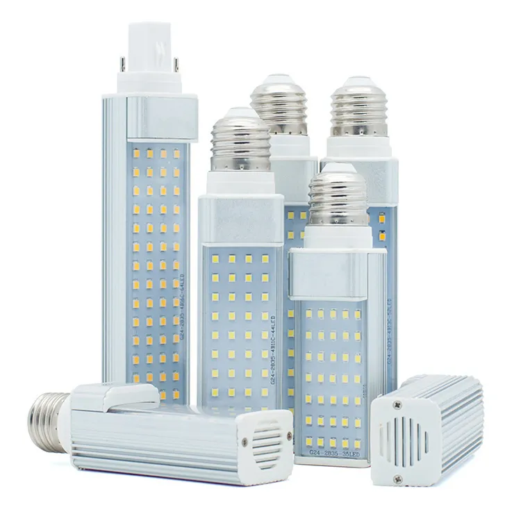 12W E26 blanco frío 6500K 110V 9W equivalente LED PL lámpara giratoria G24-2 Base Horizontal Retrofit enchufe bombillas LED de techo Oemled