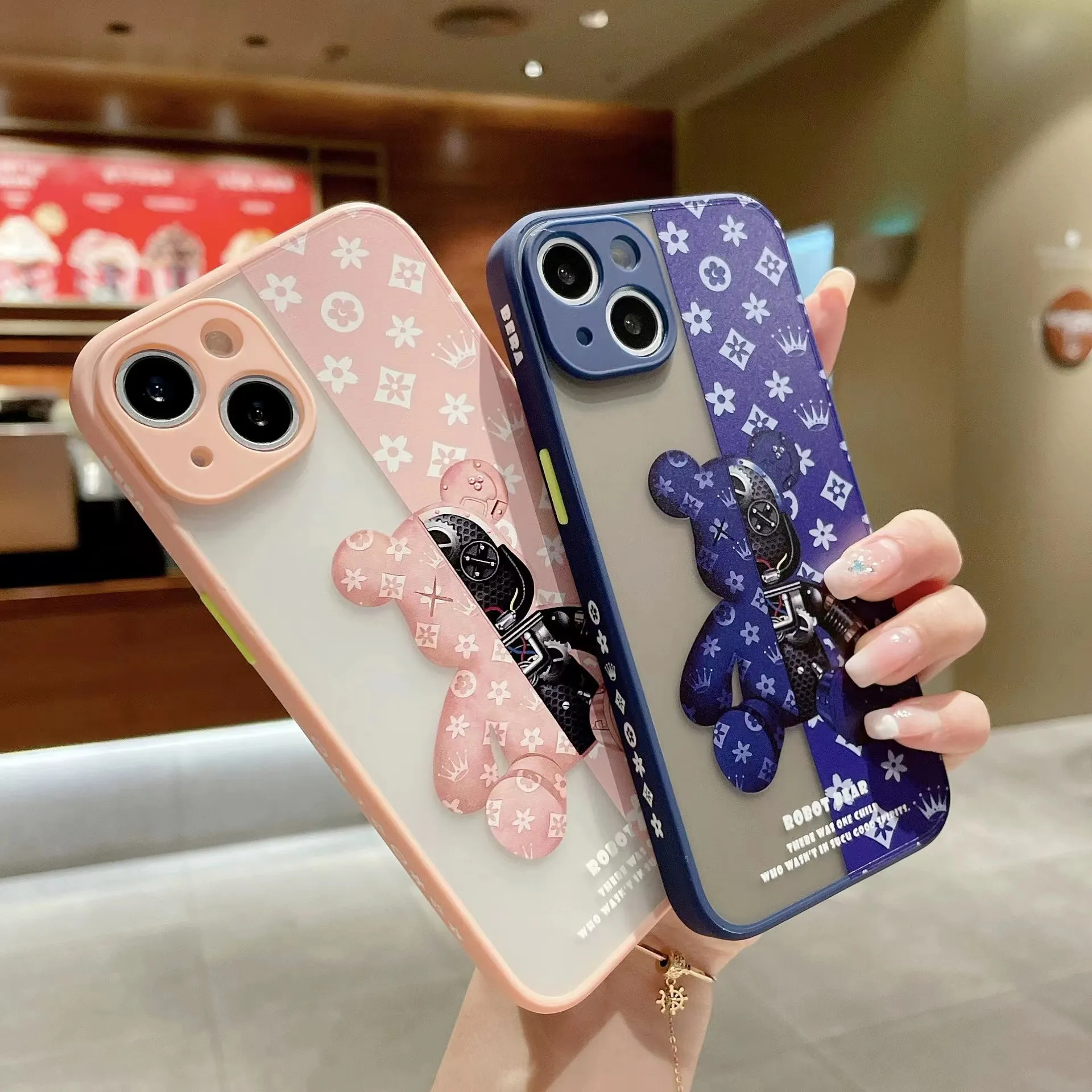 Casos de telefone celular moda luxo ultra legal urso telefone caso para iphone 12 pro max mini 13 pro max 6 6s 7 8 plus x xs max xr se tpu funda f0qz