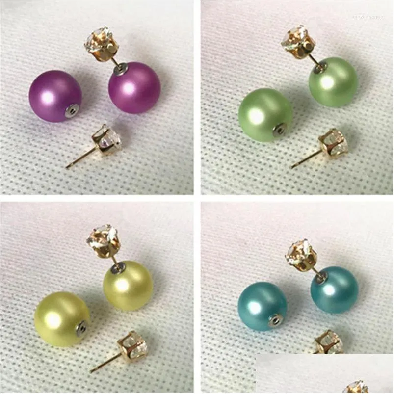 Pendientes de botón mujer moda doble cara Andy Color bola redonda para niña joyería de cristal venta al por mayor entrega de gota 202 Dhyzm