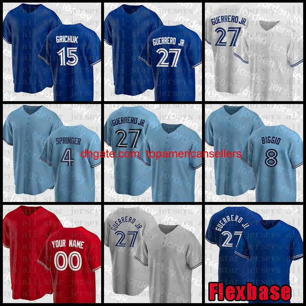 Benutzerdefinierte Baseball-Trikots Jersey Vladimir Guerrero Jr. Herren Bo Bichette Frauen George Springer Jugend Yusei Kikuchi Cavan Bi