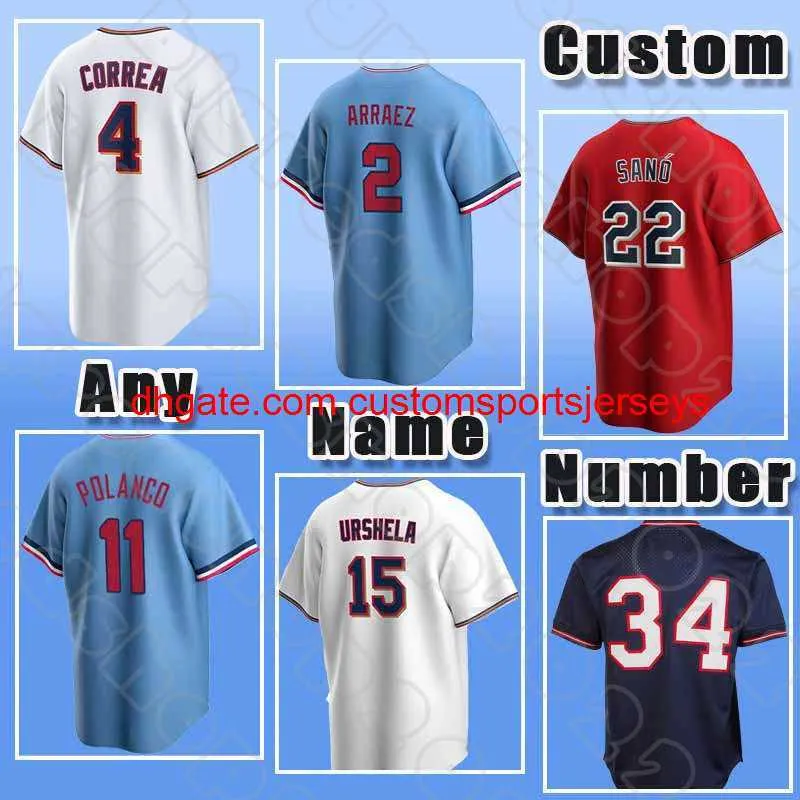 stitch 11 Jorge Polanco 4 Carlos Correa Baseball 2 Luis Arraez Jerseys 15 Gio Urshela 25 Byron Buxton Miguel Sano Gary Sanchez Gilberto Celestino Sonny Gray