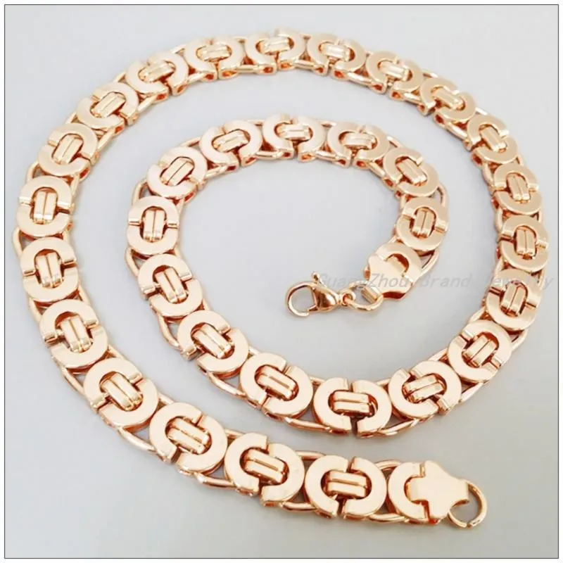 Kettingen 55 cm 10 mm 316L roestvrijstalen rosé goudkleur Byzantijne doos ketting kettingen voor mannen/vrouwen mode handgemaakte unisex sieraden