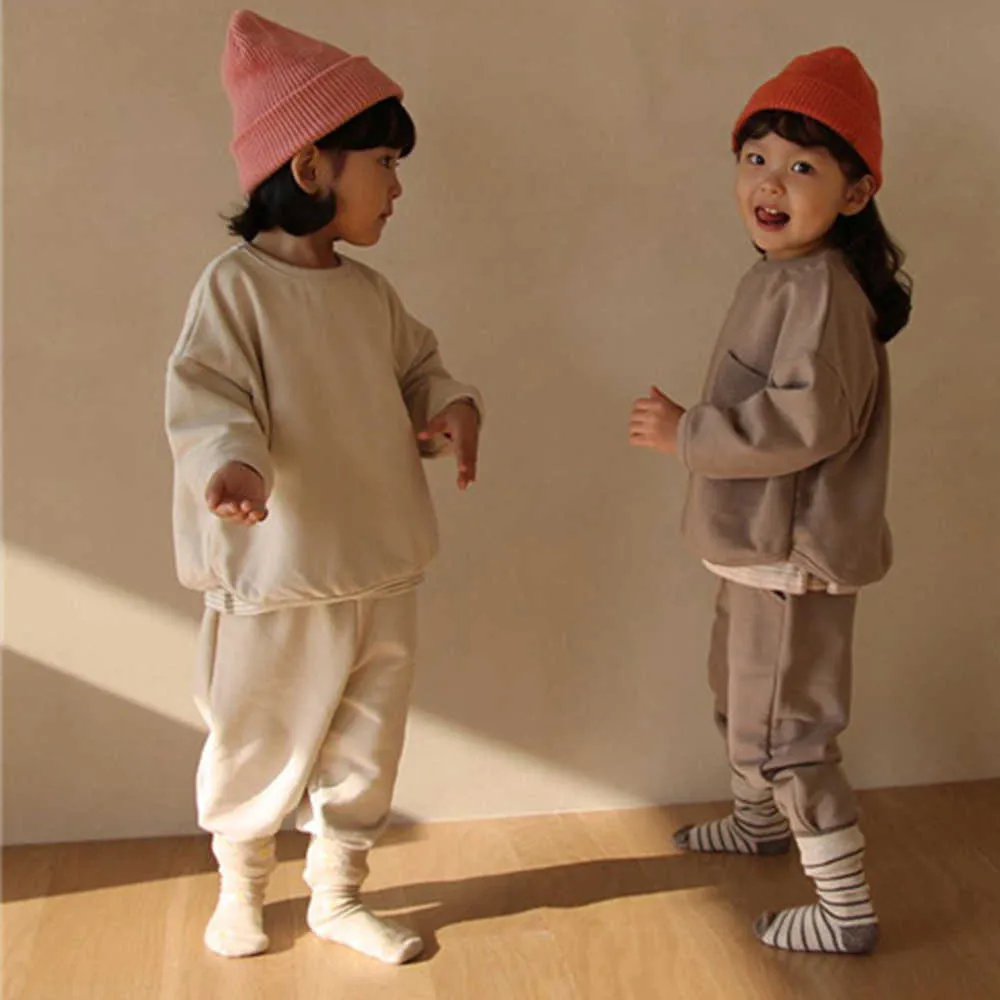 Ensembles pcs ensemble de vêtements pour enfants pour filles garçons solide Style coréen nouveauté automne ample à manches longues sweats pantalons enfants survêtement