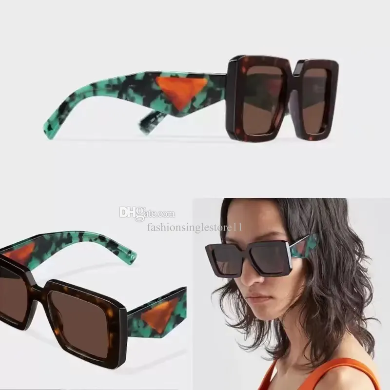 Symbole zonnebrillen Designer Green Turquoise Zomeracetaatframe Zwarte zonnebril Luxe voor vrouwen Beach Retro Big Square Full Frame Fashion Lovelglasses Men
