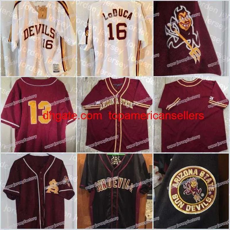 Maillots de baseball personnalisés Hommes State Sun Devils 2007 College Jersey 16 LoDuca State Sundeuils Stitch Sewn Hig