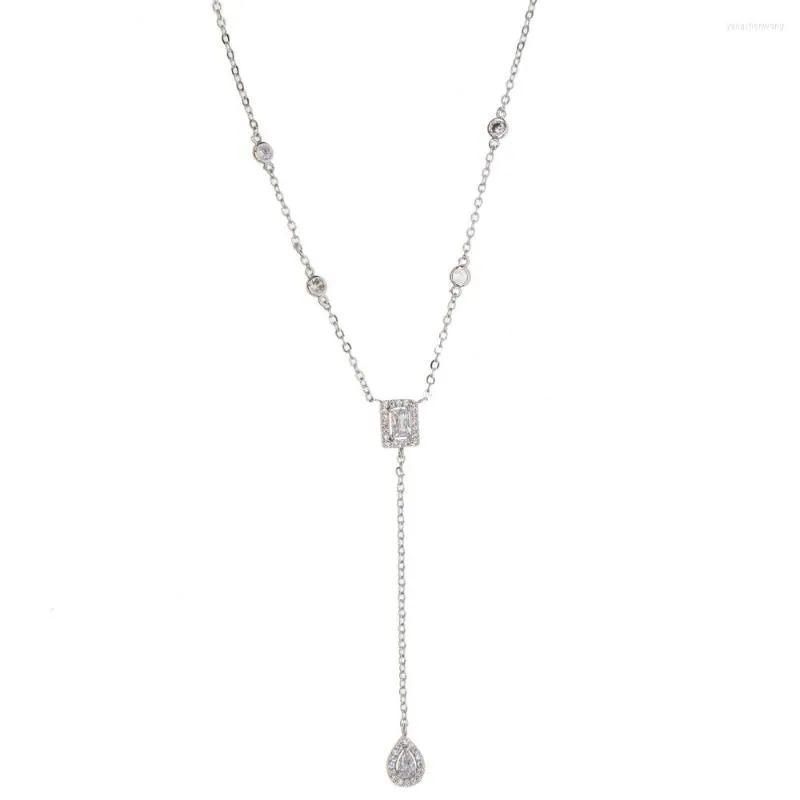 Cadeias que vendem 2023 Lovely Chic Y lariat Long Silver Color Pingnde