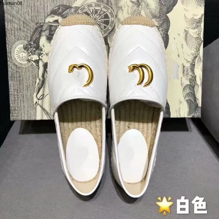 New Luxury Brand Design Goat Leather Woman Espadrilles Classical High Quality Slip On Loafers Comfortable Flat Fisherman Shoes mkjklip00iulkhkhk0001