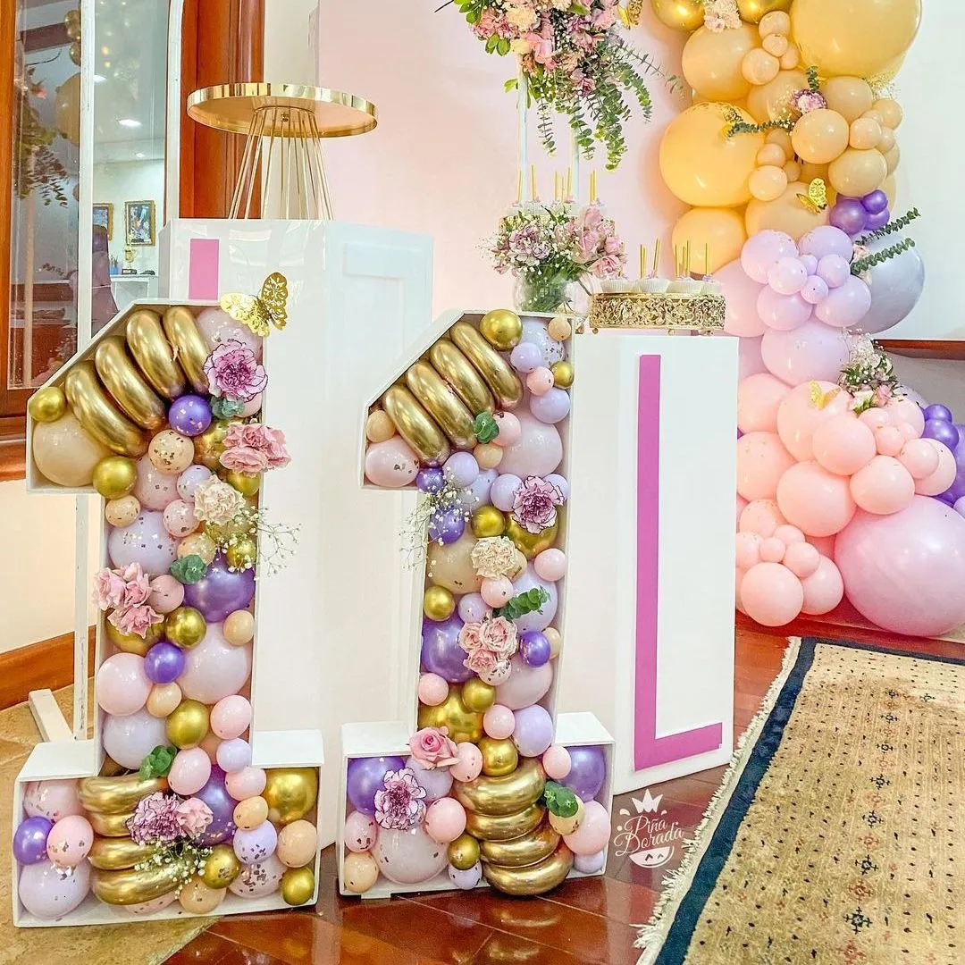 Balloon Box Number Frame: 93/73cm Giant Birthday Figure For Party