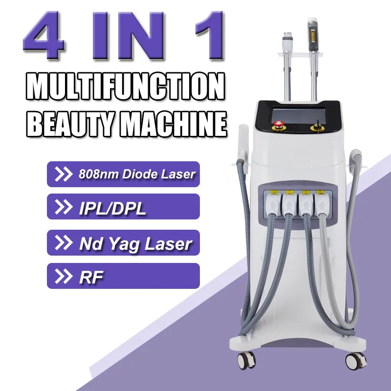 4 IN 1 Hair Removal Machine OPT IPL Nd Yag Laser Tattoo Removal RF Multifunction Beauty Skin Care Equipment Salon Use