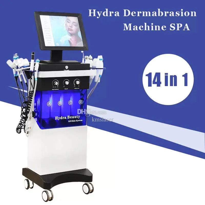 HOT 14 in 1 Hydra -Mikrodermabrasionsmaschine Hydro Ultraschall Dermabrasion Gesichtsbetreuungsmaschinen mit warmem Kalthammer