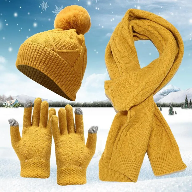 Ball Caps Pretentious Hat Windproof Warm Adult Gloves Scarf Knit Knitted Winter Cycling Sets Skiing Women Men Button And Hate