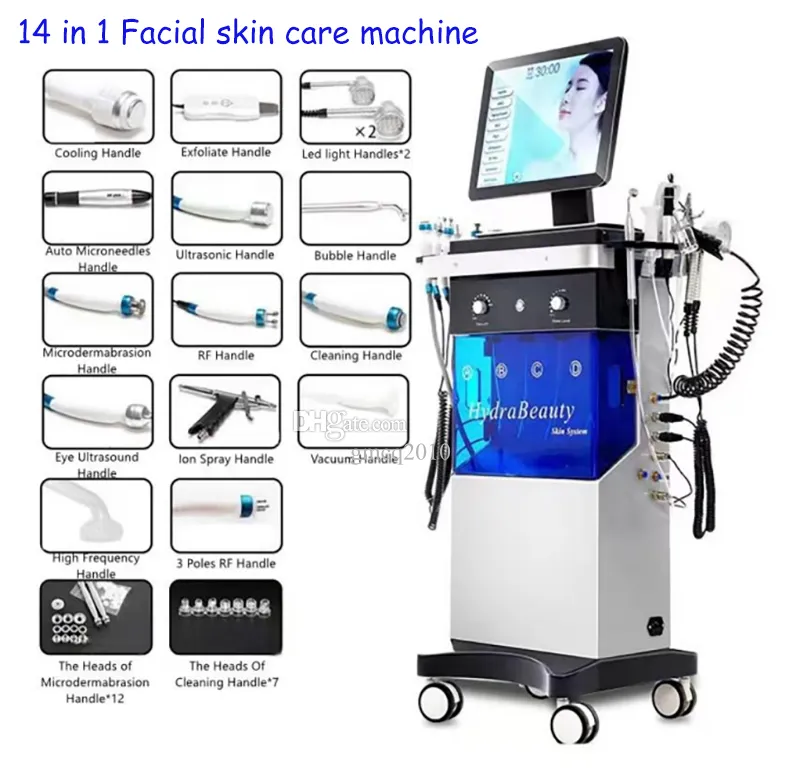 Máquina de dermoabrasão hidrafacial 14 em 1, rejuvenescimento da pele, microdermoabrasão, remoção de rugas, máquinas de spa hidra