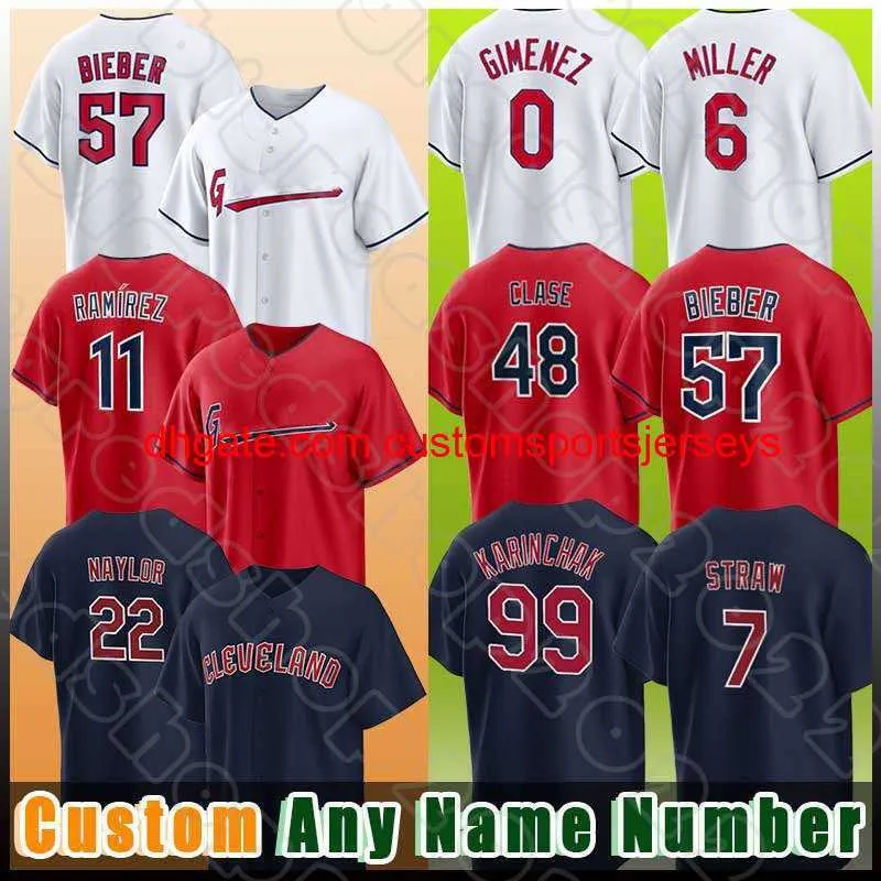 Stitch 11 Jose Ramirez 57 Shane Bieber Baseball Andres Gimenez Jerseys Josh Naylor Eddie Rosario Ricky Vaughn Emmanuel Clase Owen Miller Oscar Gonzale