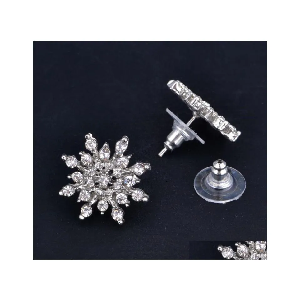 Stud Snowflake Earrings Snow Flake Bijoux Glittering Rhinestone Crystal Earring Drop Delivery Jewelry Dhgfk