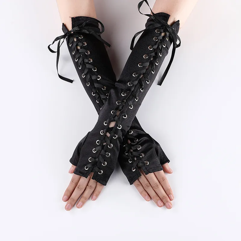 2set/paket parti malzemeleri bandaj saten elastik cosplay eldivenleri 35cm uzunluğunda Kadınlar Cadılar Bayram