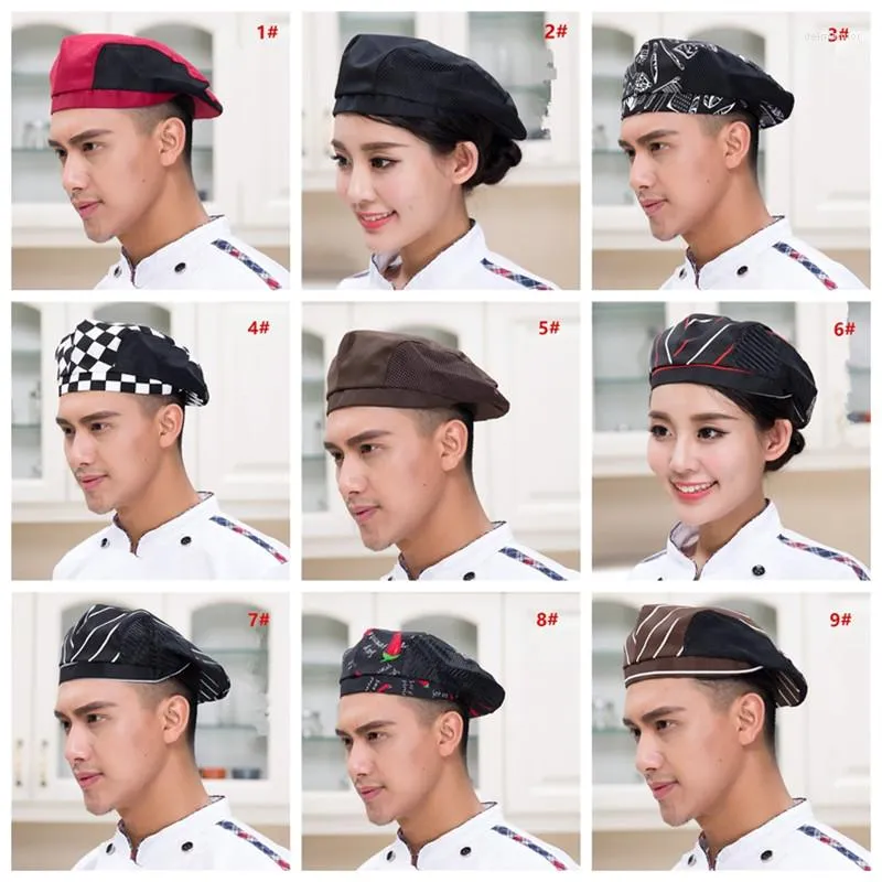 Berets Cook Men Men Women Kitchen Baker Chef Cap Usisex Beret Hat Catering 9 Colors Ylm9934