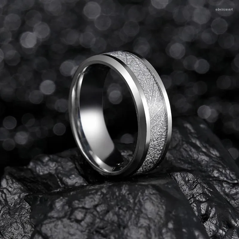 Pierścienie ślubne 8 mm złoty kolor/srebrny stal ze stali nierdzewnej biały meteorytowy meteorytowy zespół zaręczynowy pierścionek zaręczynowy Dome