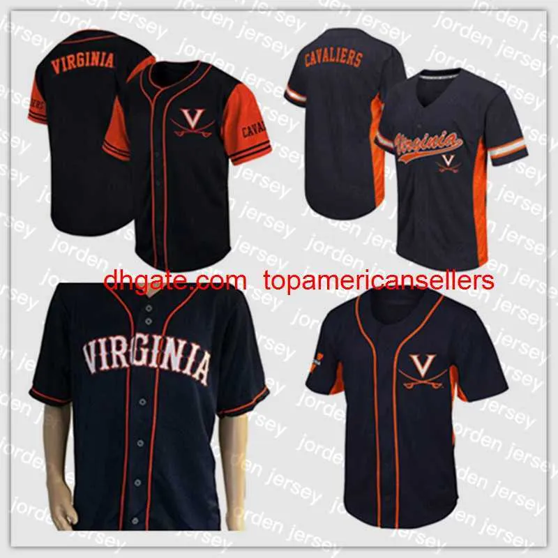 Anpassade basebolltröjor Virginia Cavaliers NCAA College Jersey Mens Womens Youth Black White Gold Stitched Name and Nmber