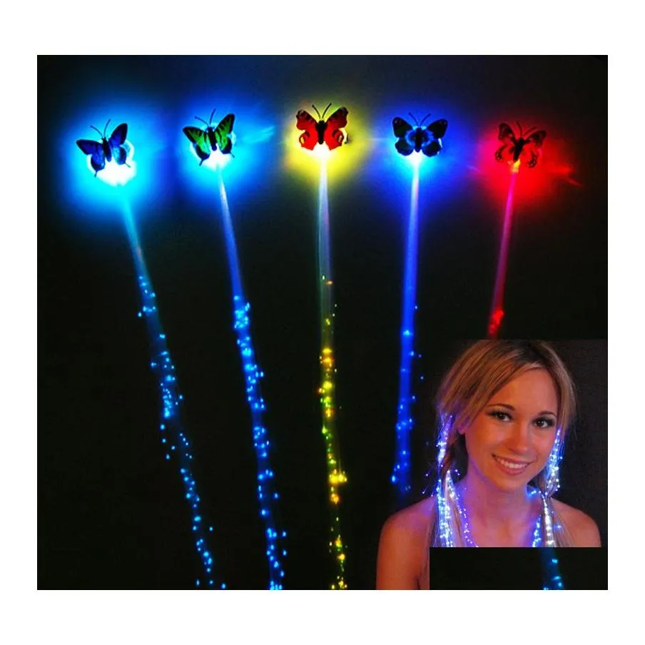 Flashing Hair Braid Butterfly Led Glowing Luminous Hairpin Novetly Hairs Ornament Girls Light Toys Party Christmas Gift Drop Deliver Dhemz