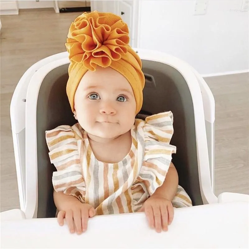 Chapéus bebê menina moda floral nó turbante 0-3y nascido infantil criança casual sólido boné macio algodão beanie crianças acessórios 218p