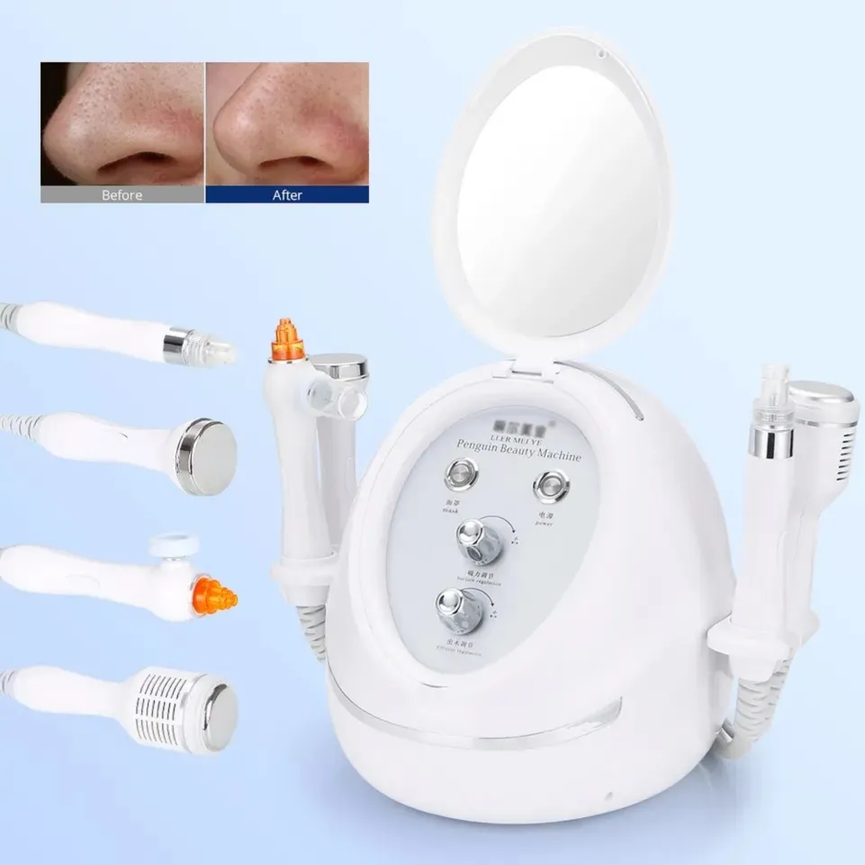 Le plus récent diamant Dermabrasion LED resserrement de la peau Machine de beauté 5 IN1 ultrasons tête soins de la peau acné rides cicatrices élimination